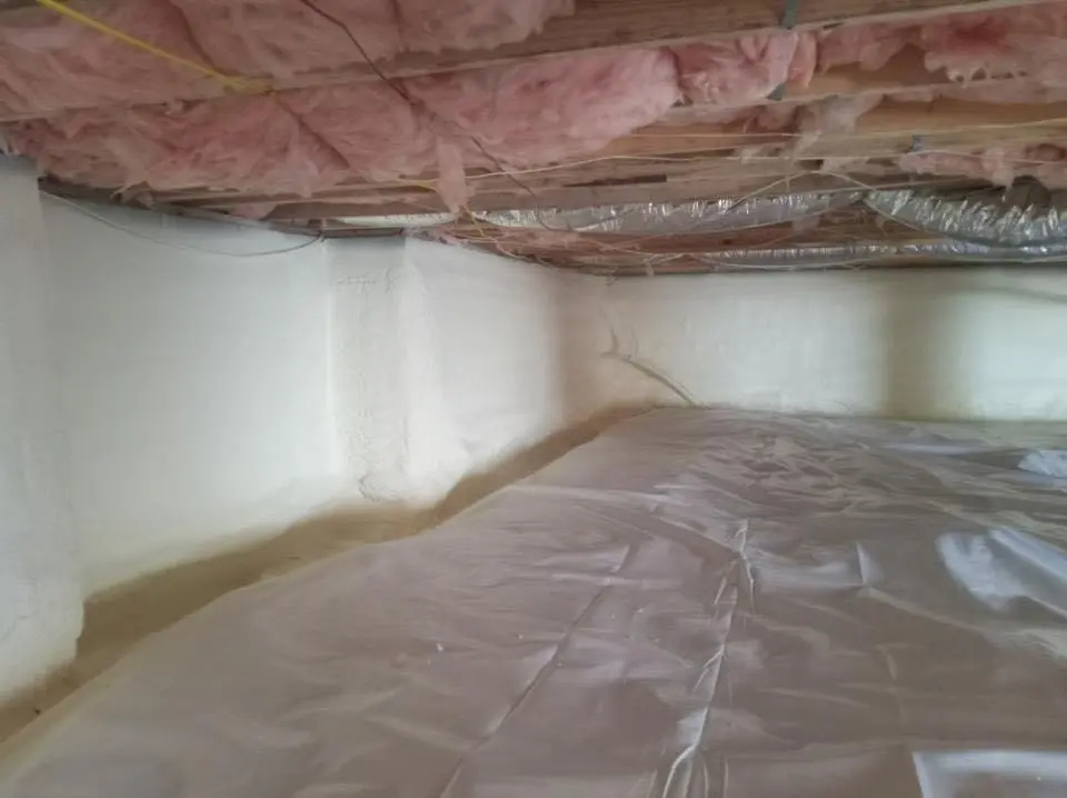 Crawl space encapsulation with closed-cell spray foam for Commercial Roof Restoration in Alhambra